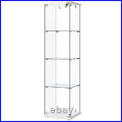 4 Shelf Glass Display Cabinet Glass Curio Cabinet Bookshelf Showcase with Lock