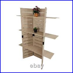 48.0 x 59.5 x 14.5 Wooden Retail Shelving Unit with 3 Shelves, Folding Panels