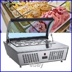 8 Pans Hard Ice Cream Showcase Gelato Display Freezer Cabinet -18? Countertop