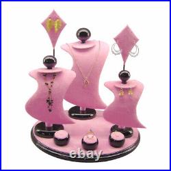 9- Pink Jewelry Display Set Necklace Display Ring Earring Pendant Showcase Stand