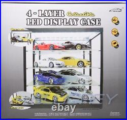 Acrylic Display Box 4 Shelves LED Illuminated Mirror USB Power Showcase Model