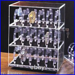 Acrylic Watch Display Stand Rotating Cabinet Showcase Countertop Custodia 36