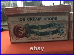 Adv Store Glass Display Box Cover Schraffts Peppermint Patties Ice Cream Drops
