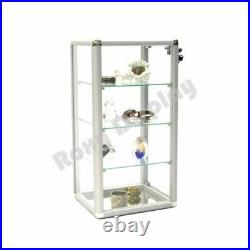 Aluminum Framed Glass Counter Top Display Showcase with Swing Open Door and Lock