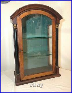 Antique 19th century handmade wooden glass bronze domed display show case