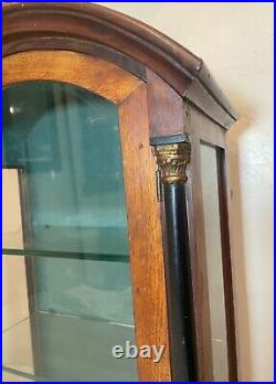 Antique 19th century handmade wooden glass bronze domed display show case