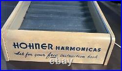 Antique M. Hohner Harmonica Wood & Glass Showcase Music Store Display Case