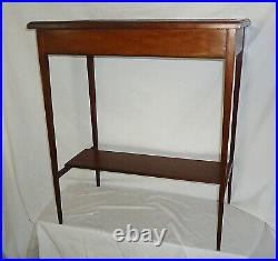 Antique Regency Glass top Display Showcase Wood Inlaid Mahogany Table