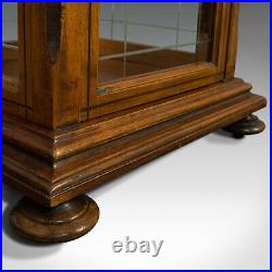 Antique Shop Display Cabinet, English, Oak, Walnut, Showcase, Edwardian, C. 1910