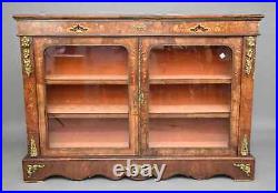 Antique Walnut English Showcase Pier Display Cabinet