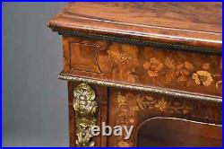 Antique Walnut English Showcase Pier Display Cabinet Bookcase