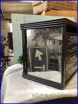 Antique Wood La Cross Nail Files Store Display Cabinet Showcase Mirror Sides