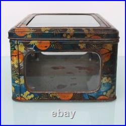Antique shop display candy tin with glass showcase