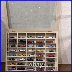 Assorted Vintage Minicar Show Case with Glass 164 Scale Model Cars