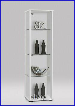 Atico Tall Slim White Showcase Glass Display Cabinet/Shelving Unit Cupboard