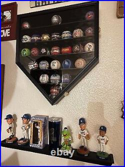 Baseball Display Case 30 Black Wood MLB Autograph Ball Holder Wall Mount Cabinet