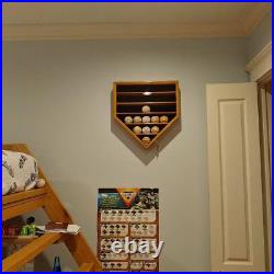 Baseball Display Case 30 Walnut Wood MLB Autograph Ball Rack Holder Wall Cabinet