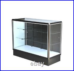 Black aluminum showcase full vision 48 inch frame shelf retail store display