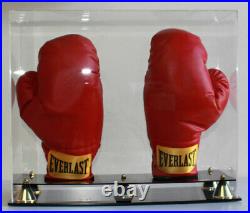Boxing Glove Display Case Holder Showcase, UV Protection, 2 Gloves Holder