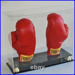 Boxing Glove Display Case Holder Showcase, UV Protection, 2 Gloves Holder
