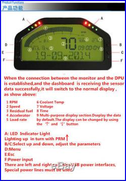 Car Dash Race Display OBD2 Bluetooth, Dashboard LCD Screen Digital Rally Gauge