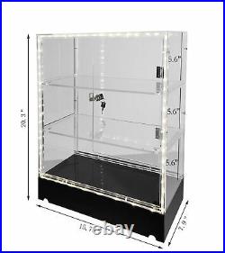 Clear Cabinet Acrylic Display LED Light Plexiglass Showcase LockNKey Transparent