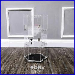 Clear Cabinet Plexiglass Acrylic Spin Display Showcase Jewewlry, Collectible