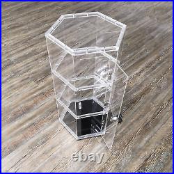 Clear Cabinet Plexiglass Acrylic Spin Display Showcase Jewewlry, Collectible