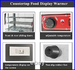 Countertop 15 Food Warmer Display Case 3 Shelf Hot Warming Showcase with Front