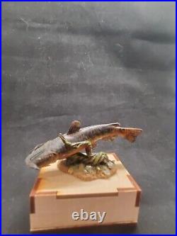 Danbury mint The Anglers Showcase fish figurines (x24)and wooden display case