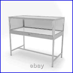 Deluxe Glass Showcase Display Cabinet Satin Chrome Econoco DDKIT3SC