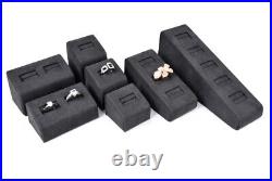 Deluxe Jewelry Display Luxury Suede Jewelry Showcase Display Set Dark Grey