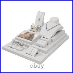 Deluxe Jewelry Display Luxury Suede Jewelry Showcase Display Set Light Grey