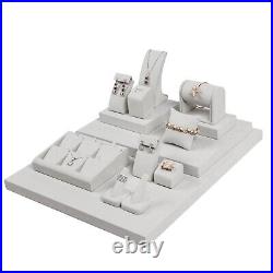 Deluxe Jewelry Display Luxury Suede Jewelry Showcase Display Set Light Grey