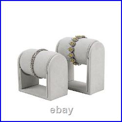 Deluxe Jewelry Display Luxury Suede Jewelry Showcase Display Set Light Grey