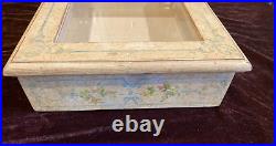Display Box Made in Italy Hand Painted Shows Wear Glass Top Has Wood Support