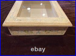 Display Box Made in Italy Hand Painted Shows Wear Glass Top Has Wood Support