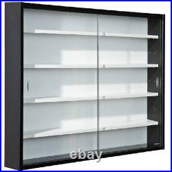 Display Cabinet Wall Mounted Modern Collector's Showcase Black/White Glass Front
