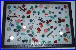 Display Case with Many Different Semiprecious Stones Approx. 150 Pieces #5419