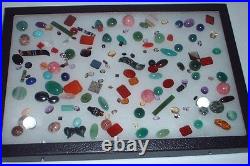 Display Case with Many Different Semiprecious Stones Approx. 150 Pieces #5419