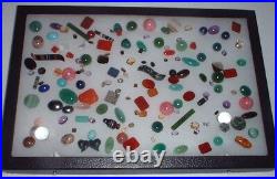 Display Case with Many Different Semiprecious Stones Approx. 150 Pieces #5419