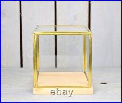 Display Showcase Glass Box and Brass Dome with Wooden Base 15.5 cm