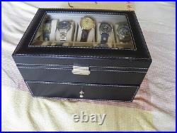 For 20 Watches Box Showcase Display Jewel Case Housing Black Couture White