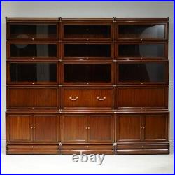 Full Wall Barrister stacking bookcase unit showcase Mahogany wood with glass