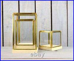 Glass Display Showcase and Brass Box Dome with Wooden Base Tall 23.5 cm