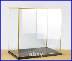 Glass Showcase Box Display HandMade Large and Brass Dome With Black Wooden Base