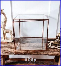 Glass and Copper Display Showcase Box Dome With Door 28x28x28cm