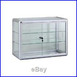 Glass counter top showcase display case store fixture with front lock