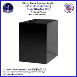 Glossy Black Tall Acrylic Plinth Retail Display Box Showcase 12 x 12 x 19