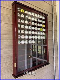 Golf Ball Display Case 108+ Cherry PGA Clubhouse Wall Cabinet Rack Lock Holder